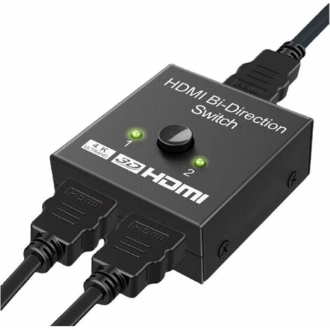 HDMI 4K 60Hz, Splitter HDMI Aluminum Commutateur HDMI Bidirectionnel Manuel 1 Entrée 2 Sorties ou 2 Entrées 1, Support 4K 3D 1080P HDCP 2.2 HDR avec PS5 PS4 Xbox Blu-Ray Lecteur DVD PC TV Box