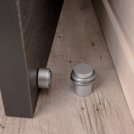 Ouvre&Déco – Butée de porte aimantée cylindrique en aluminium anodisé argent – Fixation murale – Pour espaces confinés – Hauteur 42mm, diamètre 41mm