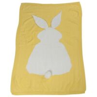 Couverture Plaid Bébé de Joli Pull En Lapin Tricoté Dans Une Couverture Pour Bébé - Jaune