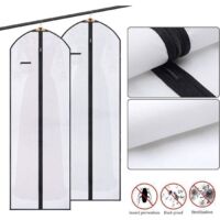 Housse robe longue,2pcs Housses de Vêtements Long, 180cm Housse Respirante de Rangement et Protection pour Robe de mariée soirée,