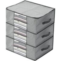 Lot De 3 Housse De Rangement Sous Vide Sac De Rangement Pour Couette Vêtements GRIS