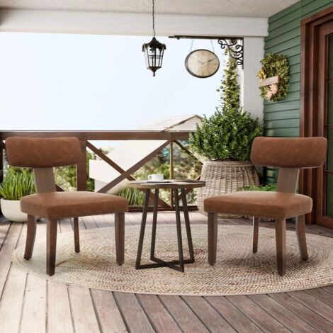 Ensemble de 2 chaises de salle à manger, chaises d'appoint style milieu du siècle avec assise rembourrée en similicuir pour cuisine et salon (1/5)