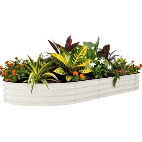 Carré potager surélevé en acier galvanisé 240x120x45 cm – Finition rouille – Pour culture de légumes et herbes-Beige
