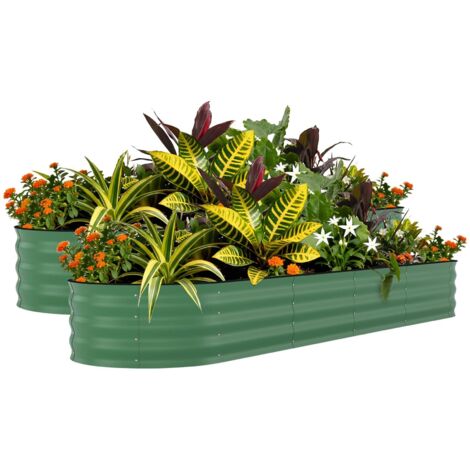 Lot De 2 Jardinières Surélevées en Acier Galvanisé – Résistantes à La Rouille, Faciles à Monter, avec Bord Anti-Coupure Renforcé, Robustes Et Durables (1/5)