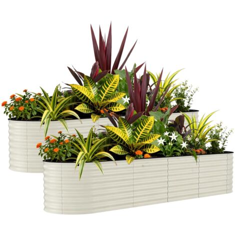 Lot De 2 Jardinières Surélevées en Acier Galvanisé – Résistantes à La Rouille, Faciles à Monter, avec Bord Anti-Coupure Renforcé, Robustes Et Durables (1/5)