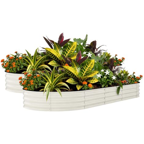 Lot De 2 Jardinières Surélevées en Acier Galvanisé – Résistantes à La Rouille, Faciles à Monter, avec Bord Anti-Coupure Renforcé, Robustes Et Durables (1/5)