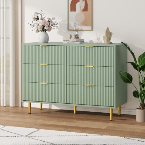 Commode 6 tiroirs 100x75x40 cm – armoire à tiroirs moderne & Étroite pour salon, chambre, enfant, vert olive