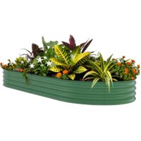 Carré potager surélevé en acier galvanisé 300x120x45 cm – Finition rouille – Pour culture de légumes et herbes- Vert