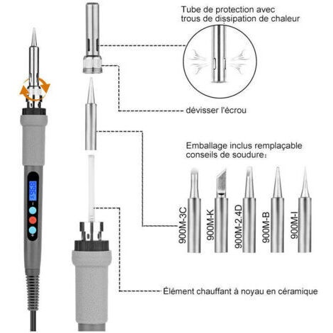 UE - 90W - ensemble de fer à souder numérique 180 480 ℃ 90W, outils de