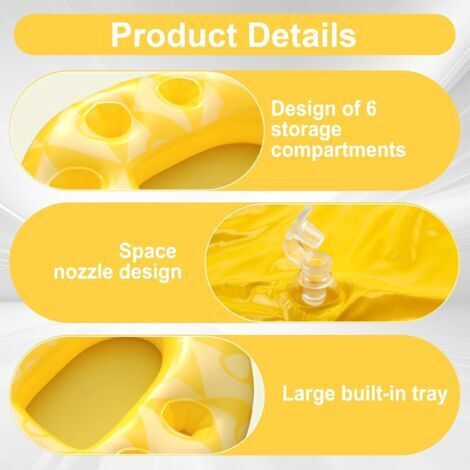 Dellyy Porte-gobelet Ananas Gonflable – Bar Flottant Pour Piscine, Plateau à Boissons De 80 Cm