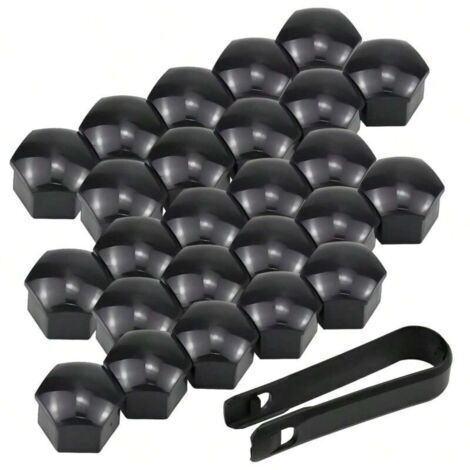 Cache-écrous de roue, cache-écrous de boulon 17 mm, cache-écrous de boulons de roue, cache-vis, cache-écrous hexagonaux noirs avec outil de retrait, décoration de voiture anti-poussière, 20 pièces (1/3)