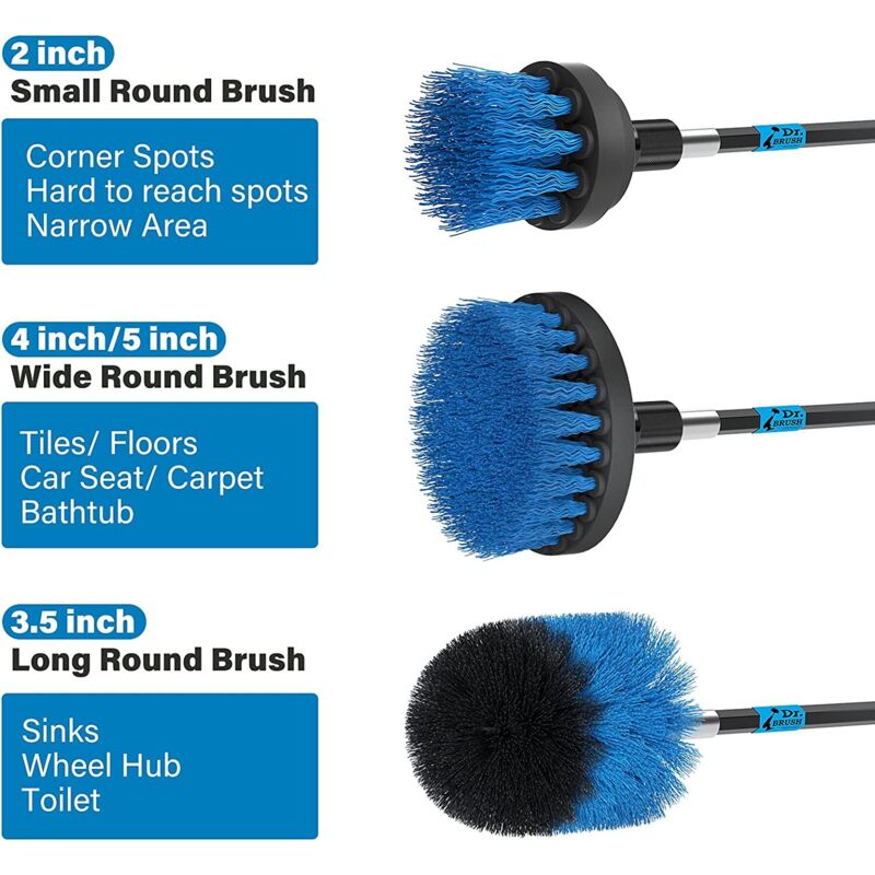 Brosse de nettoyage pour perceuse électrique pour nettoyer les surfaces de la salle de bain, le carrelage et les joints, les taches d'eau dure, la rouille et les dépôts minéraux