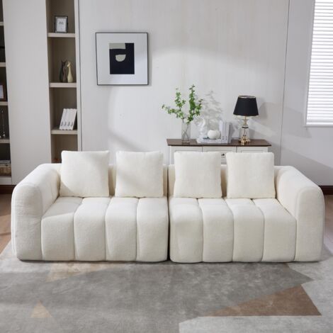 Canapé compact trois places (260x94,5x80 cm), profil bas, canapé rembourré avec accoudoirs, aucun assemblage requis, convient aux salons et aux chambres. (1/5)