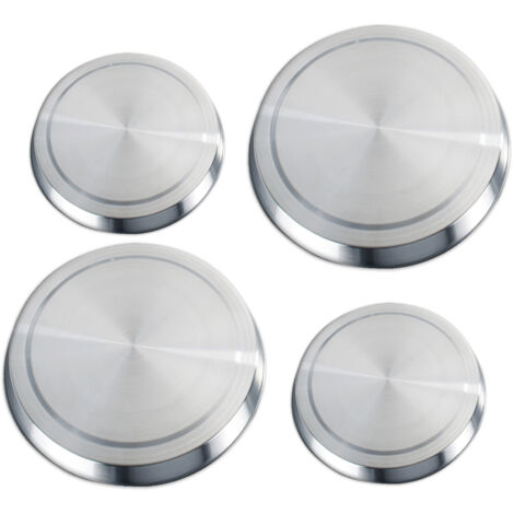 Plaques de cuisson inox WENKO 4 pièces argenté cuisinière couvre-plaques de cuisson inox 2x ø 16 cm 2x ø 20 cm protection cuisinière inox set de plaques de cuisson argenté design élégant