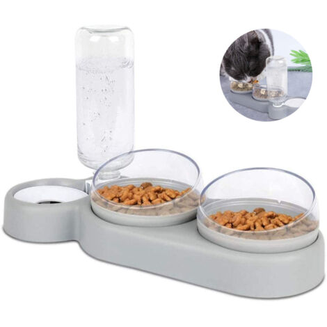 Lot de 2 gamelles d'eau et de nourriture, distributeur d'eau automatique avec gamelle de nourriture, pour chiens et chats de petite taille ou moyenne taille
