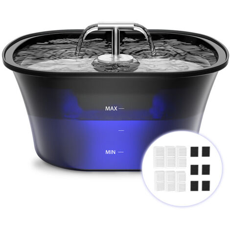 Fontaine à chat, fontaine à eau 2,5 L pour chats, fontaine à chat pour chats, fontaine automatique pour animaux de compagnie, avec 6 filtres à charbon actif