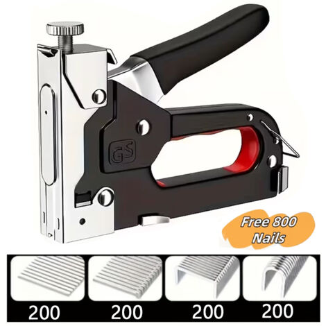 4-in-1 Manual Stapler With 800 Staples – Compatible With T/U/I/N Staples, DIY Tool for Woodwork, Hobby, and Camping, Durable and Versatile (1/5)