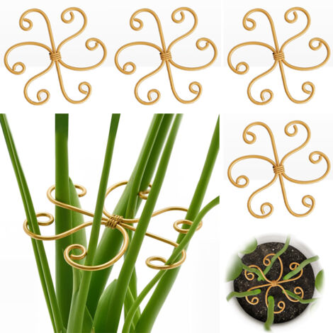 Set of 4 Iron Monstera Plant Supports – Sturdy Stems With Bamboo Decorative Clips, Ideal for Indoor Plants, Support and Vertical Growth (1/5)