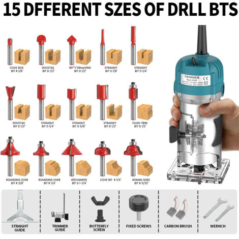 800W Electric Wood Router – Professional Router With 15 Bits, 30,000 ...