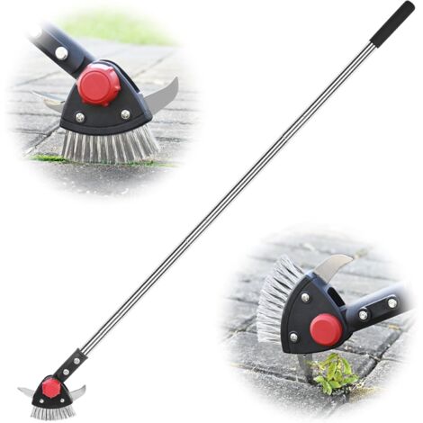 3 in 1 Long-Handled Weed Remover – Stainless Steel Brush With 2 Scrapers, Ideal for Cleaning Terraces, Paths, and Pavements (1/5)