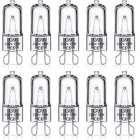 Pack 10 G9 Halogen Bulbs – 230V 25W – 350 lm – 2700K Warm White – Dimmable – Home and Commercial – 3000h Lifespan