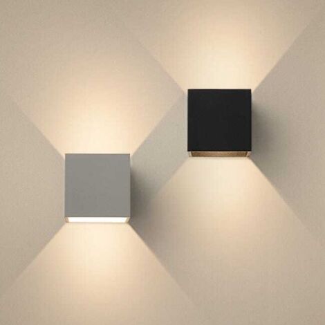 2pcs Up & Down LED Wall Light, 6W Warm White, Modern Indoor Square Aluminum Lamp (1/5)