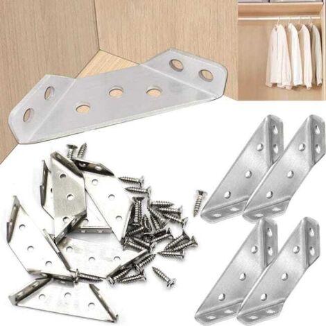 10pcs Stainless Steel Universal Furniture Corner Brackets, Triangular Shelf & Cabinet Support with Screws (1/5)