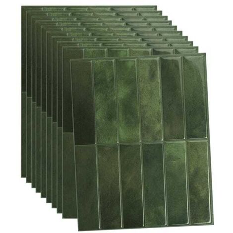 5 Adhesive Wall Tile Stickers, 29x23cm, Green Decorative Film for Home Walls