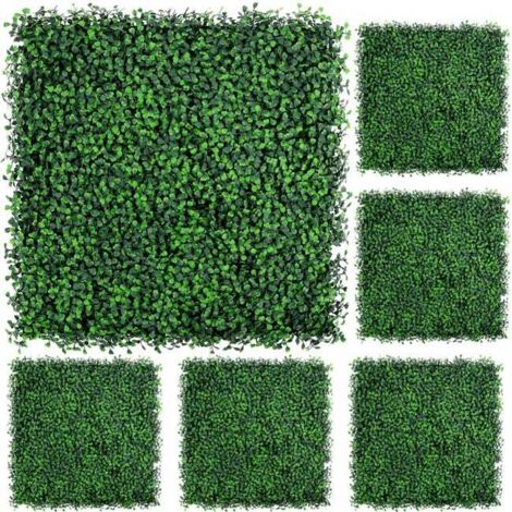 6pcs Artificial Grass Wall Panels, Boxwood Hedge Panels, Sun-Protected Privacy Screen, 25x25cm