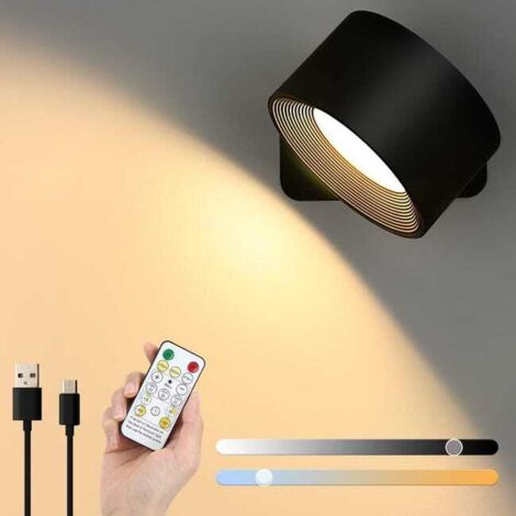 360° Rotating Magnetic LED Wall Lamp, Remote-Controlled, 3 Color Temperatures, Adjustable Reading Light (1/5)