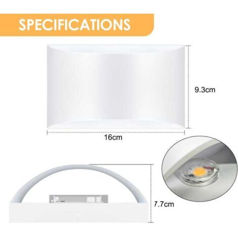 Modern LED Wall Light, Warm White 3000K, Up & Down 7W Indoor Wall Lamp, Single Pack (1/4)