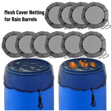 10 Adjustable Rain Barrel Net Covers with Drawstring, Leaf & Mosquito Protection Ø75cm (1/5)