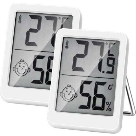 2pcs Digital Indoor Thermometer & Hygrometer, High Precision Temperature & Humidity Monitor (1/5)