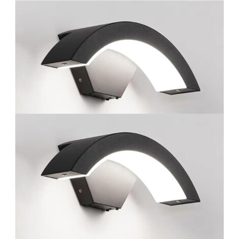 2x 24W LED Outdoor Wall Lights, Modern Design, Waterproof IP65, Indoor/Outdoor Decorative Lighting, Cool White (1/5)