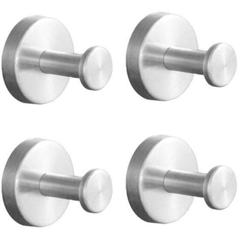 4pcs Silver Wall Hooks, Towel, Coat & Bathrobe Hooks, Waterproof, Bathroom & Kitchen (1/5)