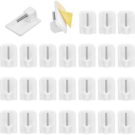 24pcs Double-Sided Curtain Hooks, Adhesive Wall Hangers, For Rods and Net Curtains (1/5)