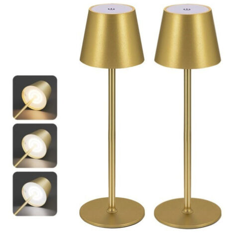 2x Wireless Table Lamps, Rechargeable LED Desk Lamps, Touch Dimmer, 3 Color Temperatures, Bedside Lamp (1/5)