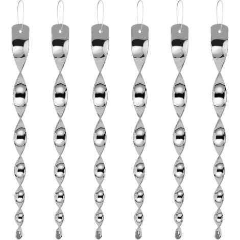 6pcs Reflective Bird Repellent Spiral, 30cm Hanging Outdoor Anti-Bird Device, Mirror Effect (1/5)