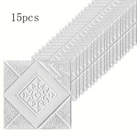 15pcs 3D Wall Tile Stickers, Peel and Stick, Easy to Apply, Waterproof and Removable (1/5)