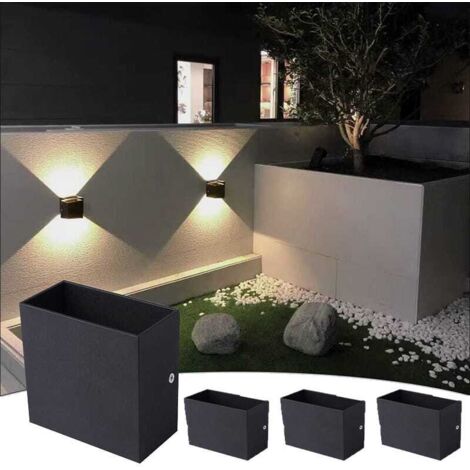 4 Square LED Wall Lights, Dimmable Aluminium Fixture, Warm White Indoor Lighting 10x10x5cm (1/5)