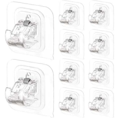 10pcs No-Drill Self-Adhesive Curtain Rod Holders, Adjustable Hooks for Wall-Mounted Curtains (1/5)