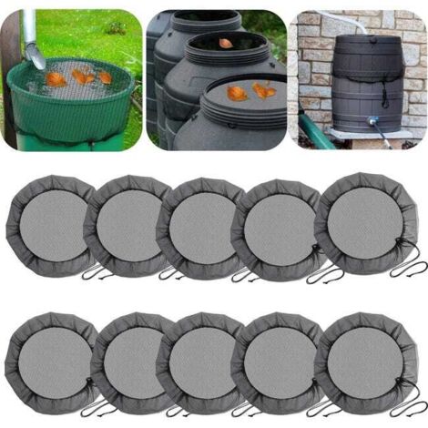 10pcs Rain Barrel Mesh Covers, Ø 90cm PE Netting, Leaf & Mosquito Protection with Drawstring (1/5)