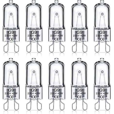 10 Halogen G9 Bulbs – 230V 40W – 560 lm – Warm White 2700K – Dimmable – Home & Commercial – 3000h (1/5)