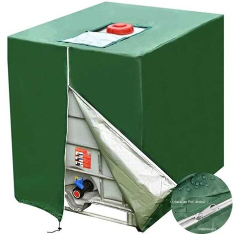 IBC Cover UV and Water Resistant – 210D Oxford Fabric – Garden Tank with Zipper – Green