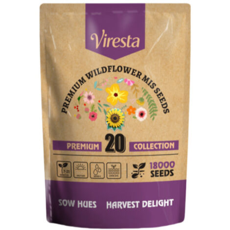 Wildflower Mix 20 Varieties – For Garden and Meadow, attracts Bees, Butterflies, and other Pollinators