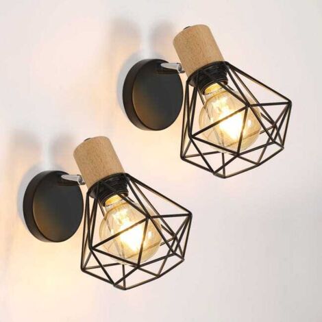 2-Pack Industrial Retro Wall Lights – 360° Swivel, Metal E27, Indoor (1/5)