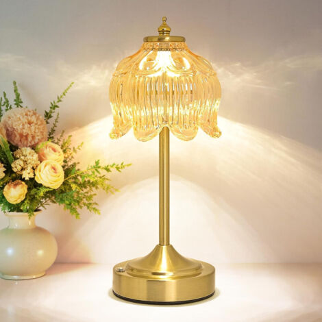 Cordless Lotus Flower Table Lamp – Portable with 2000 mAh Rechargeable Battery, Touch Control, 3 Adjustable Colors, Ideal for Bedroom and Office (1/5)
