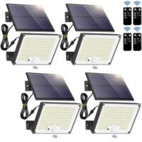4-Pack Solar Motion Sensor LED Floodlights, 172 LEDs, Outdoor Waterproof Security Lights with Remote