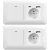 2 Pack Switch with Socket USB Type C – Wall Outlet Set