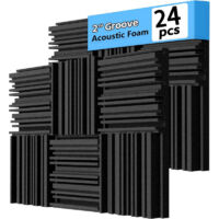 24-Pack Acoustic Panels 30 × 30 × 5 cm – Broadband Absorption Foam with Grooved Structure, Decorative 3D Wall Panels for Studio and Sound Insulation